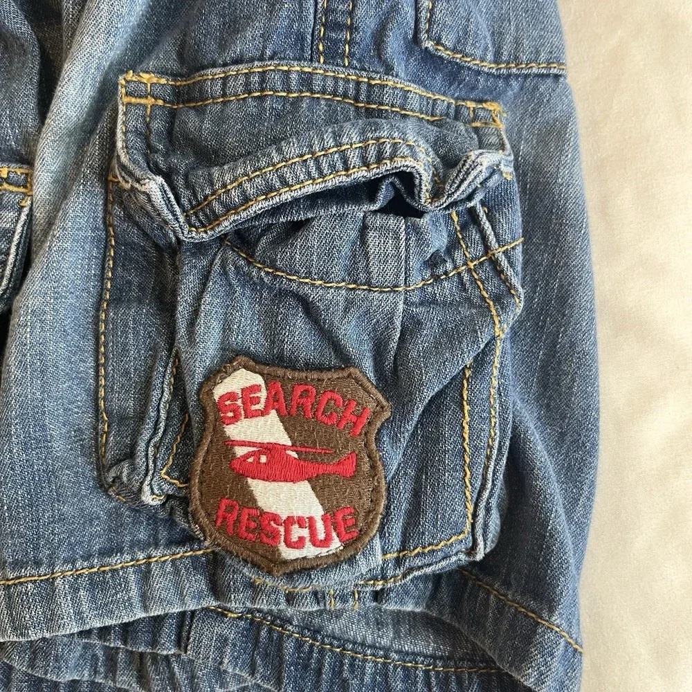 Gymboree Boys Denim Cargo Shorts Medical Helicopter Size 4T VTG‎